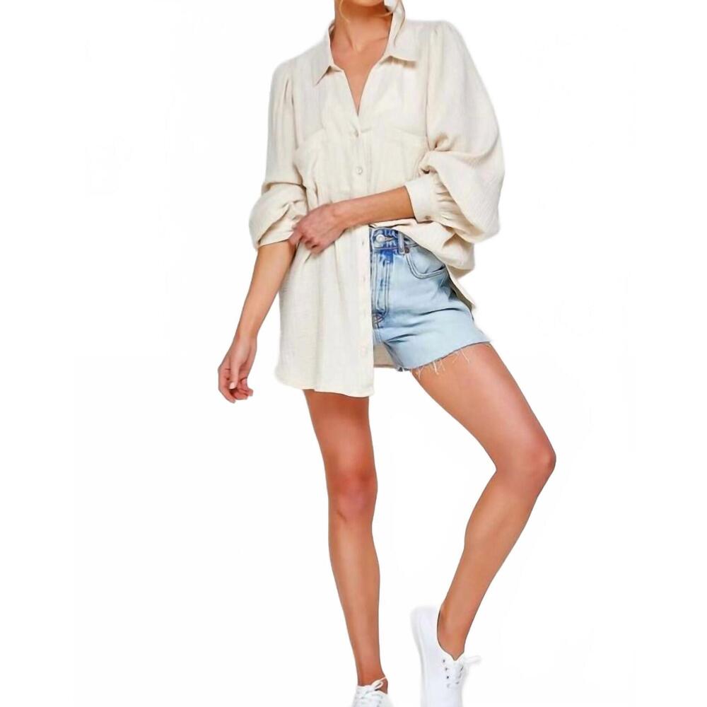 NEW SWEET GENERIS dahlia gauze button up shirt - plus in cream